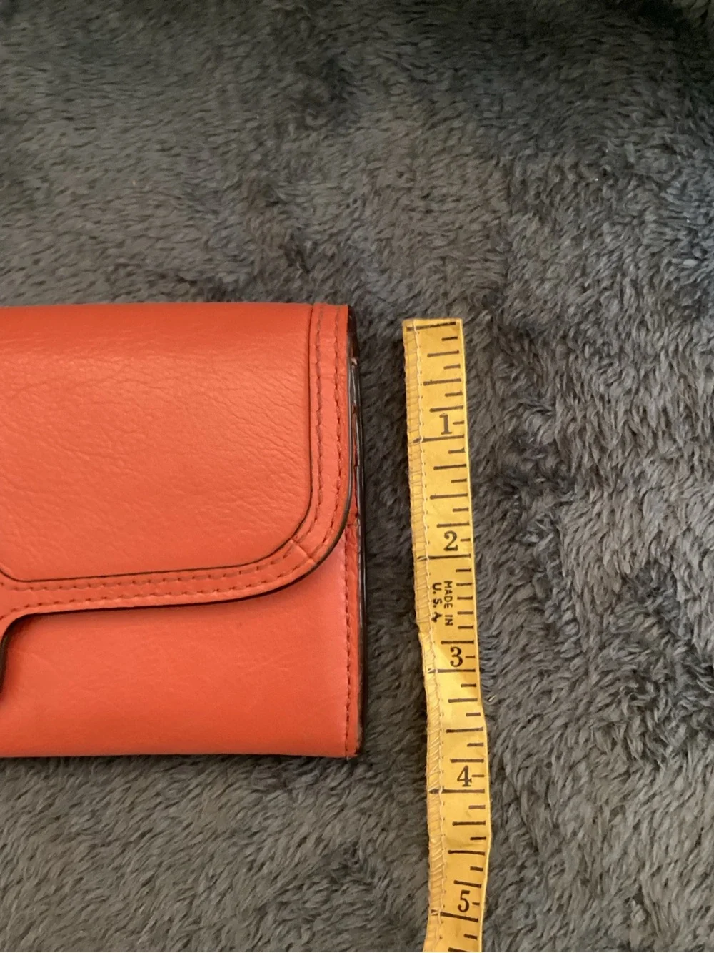 COACH Salmon Colored Vintage Leather Flap Wallet with Signature Buckle